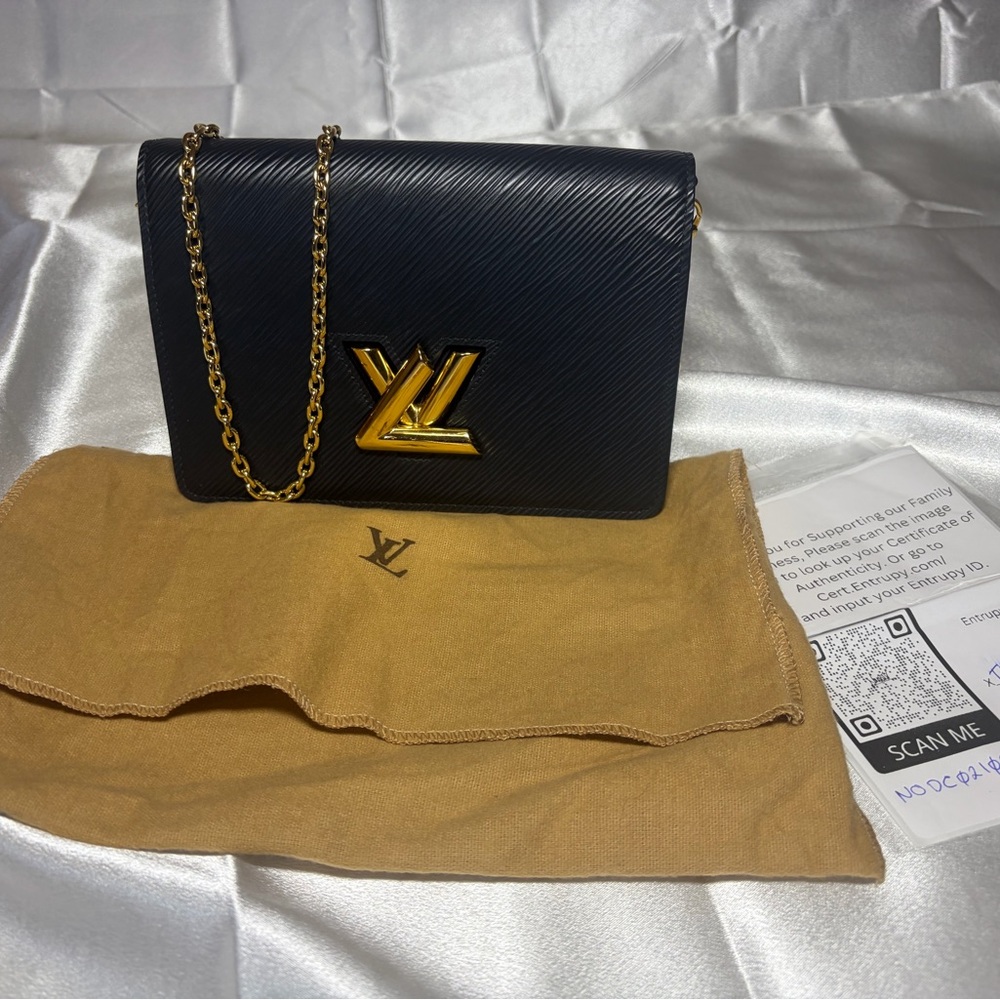 Louis Vuitton Black Clutch with Gold Chain